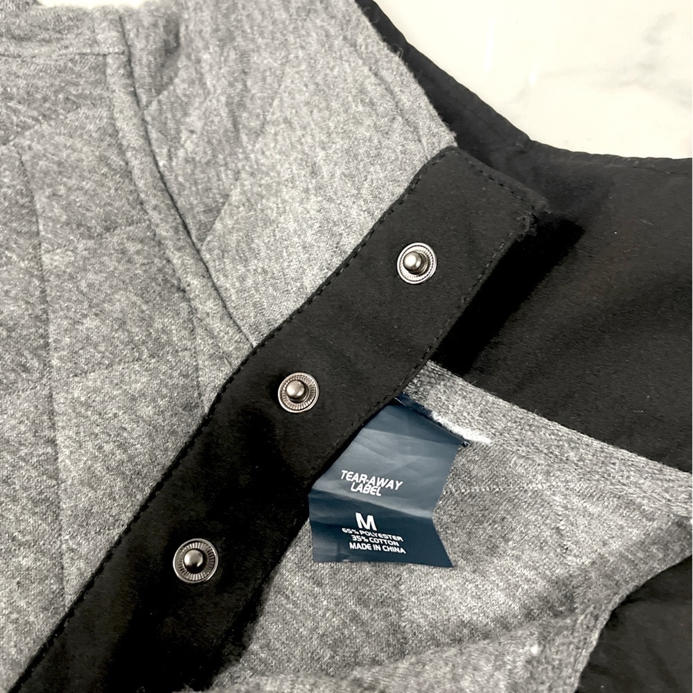 Quarter Snap Quilted Fleece Pullover Jacket - Heather Charcoal - Medium - Picture 4 of 5